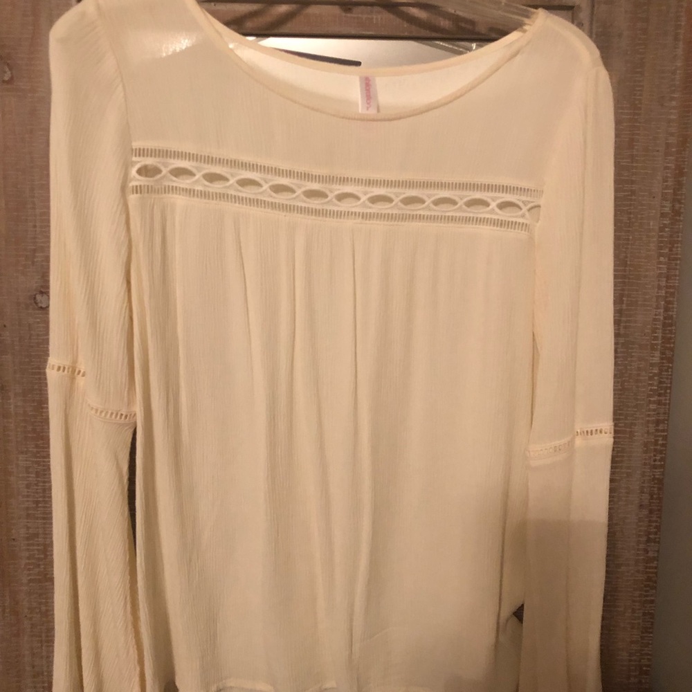 Ivory embroidery cutout top